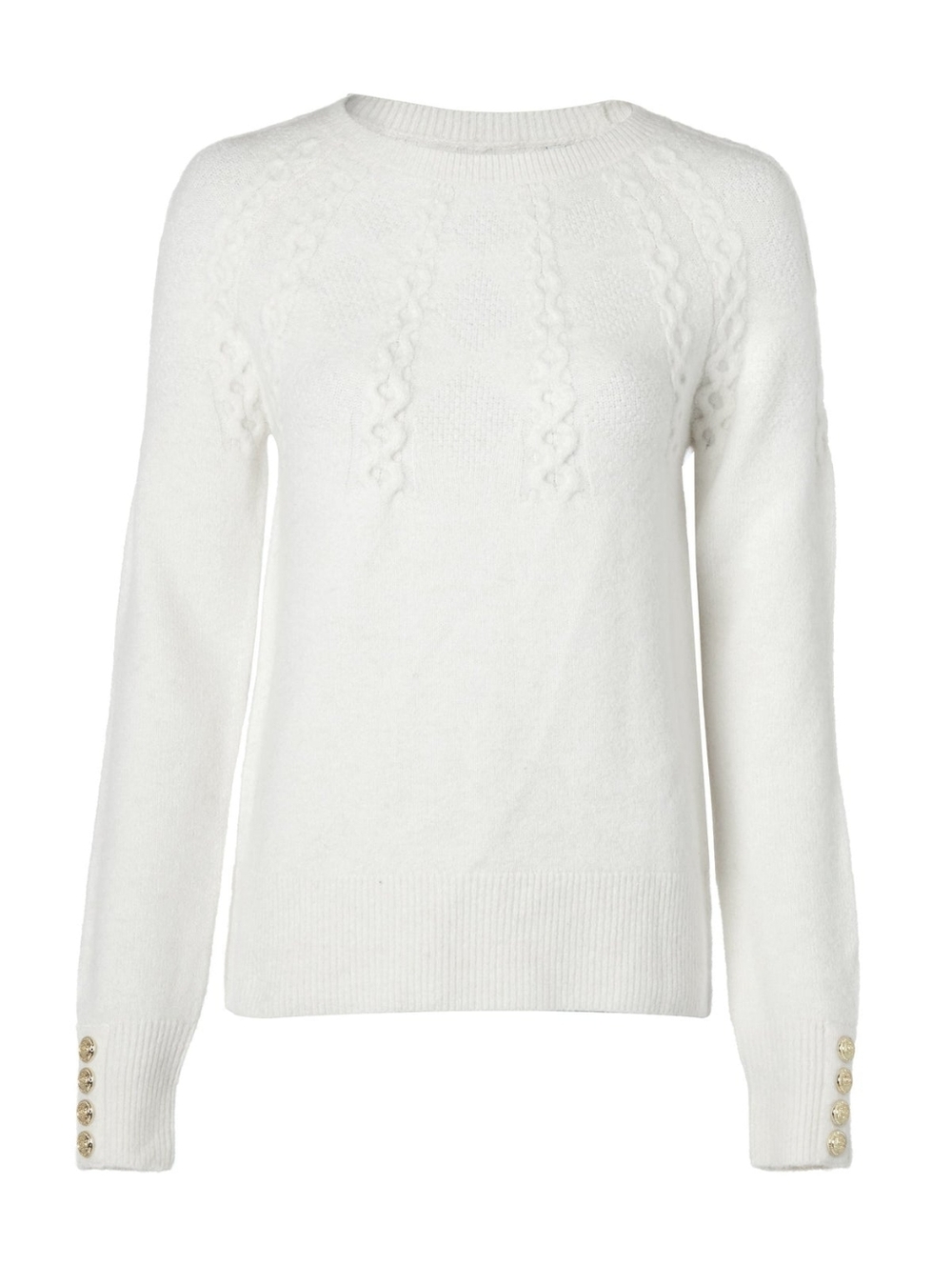Holland Cooper Astoria Half Cable Knit Sweater In Oyster - Picture 3 of 11